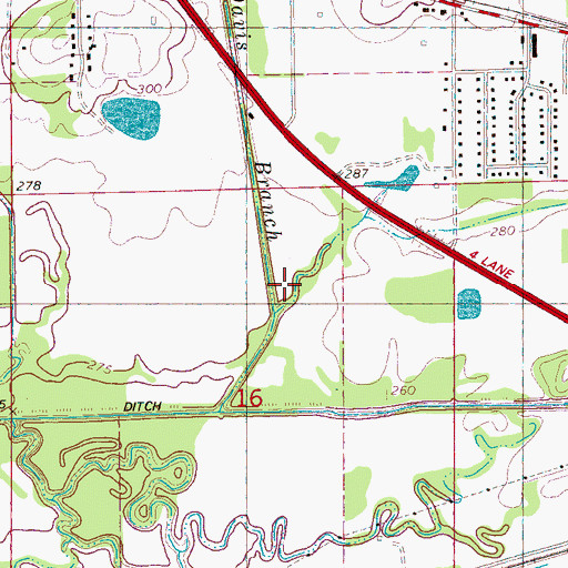 Topographic Map of Rogers Branch, AR