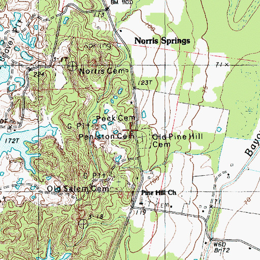 Topographic Map of Peniston Cemetery, LA