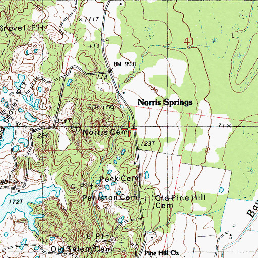 Topographic Map of Norris Cemetery, LA