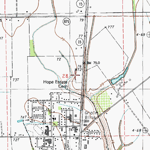Topographic Map of Hope Estate Cemetery, LA