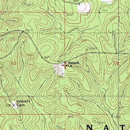 Topographic Map of Antioch Church, LA