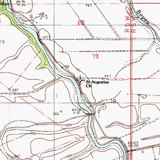 Topographic Map of Saint Augustine Church, LA