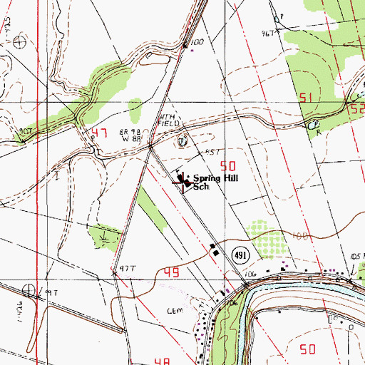 Topographic Map of Spring Hill School, LA