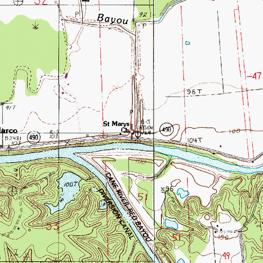 Topographic Map of Saint Marys Church, LA