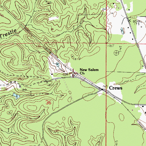 Topographic Map of New Salem Church, LA