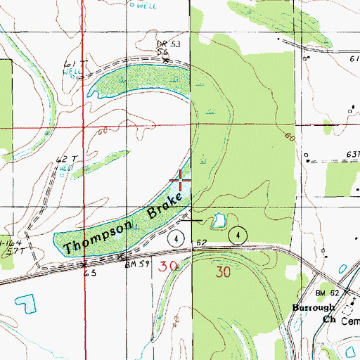 Topographic Map of Thompson Brake, LA