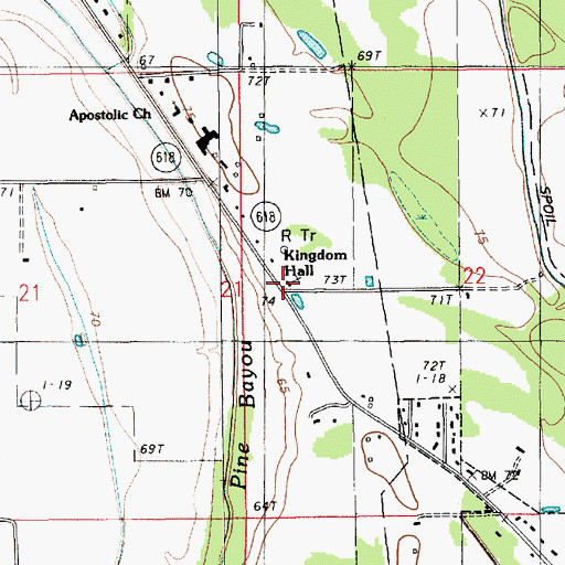 Topographic Map of Kingdom Hall, LA