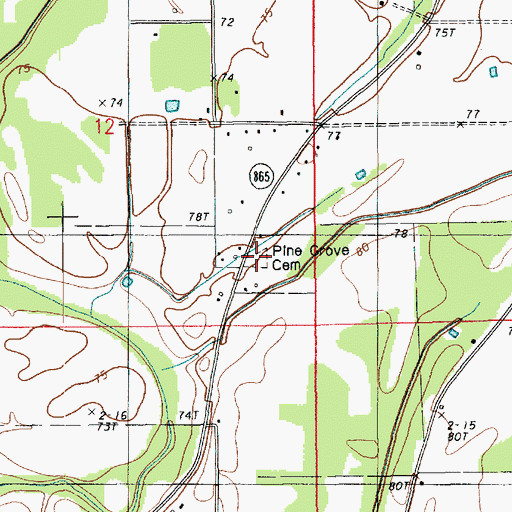 Topographic Map of Pine Grove Cemetery, LA