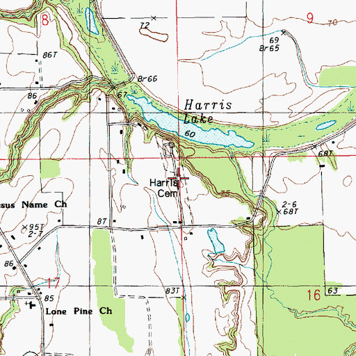 Topographic Map of Harris Cemetery, LA