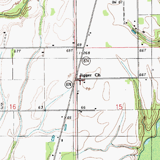 Topographic Map of Jigger Church, LA