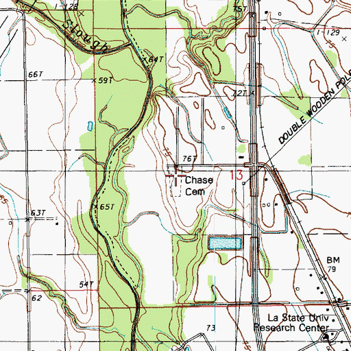 Topographic Map of Chase Cemetery, LA