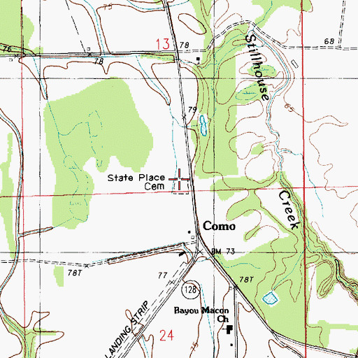 Topographic Map of State Place Cemetery, LA