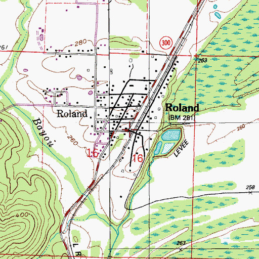 Topographic Map of Roland, AR