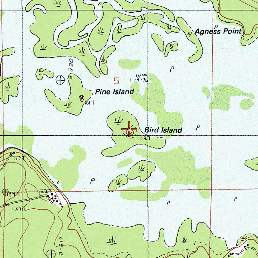 Topographic Map of Bird Island, LA