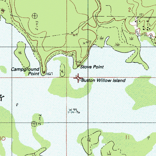 Topographic Map of Button Willow Island, LA