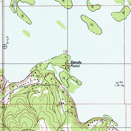 Topographic Map of Sandy Point, LA