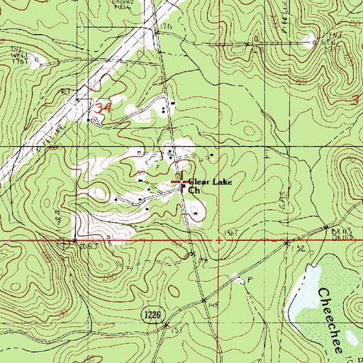 Topographic Map of Clear Lake Church, LA