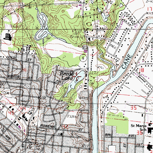 Topographic Map of Breda Lake, LA