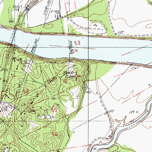 Topographic Map of Smith Cemetery, LA