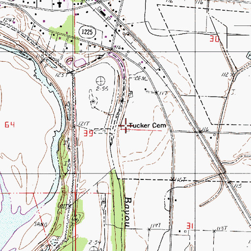 Topographic Map of Tucker Cemetery, LA