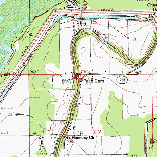 Topographic Map of Pace Cemetery, LA