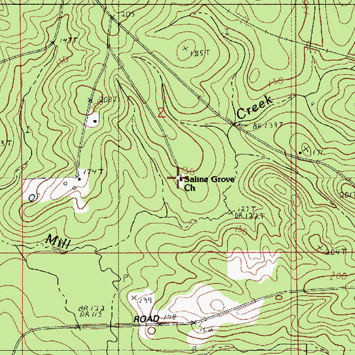 Topographic Map of Saline Grove Church, LA