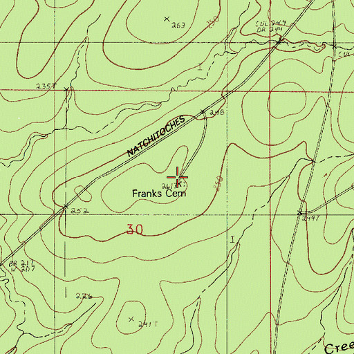 Topographic Map of Franks Cemetery, LA