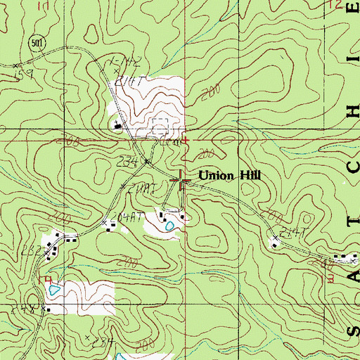Topographic Map of Union Hill, LA
