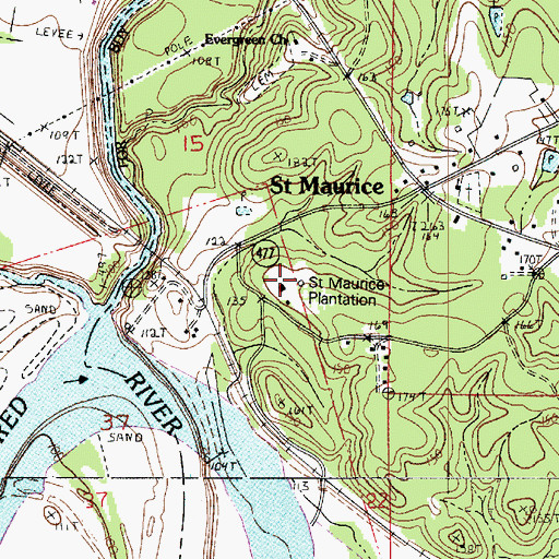 Topographic Map of Saint Maurice Plantation, LA