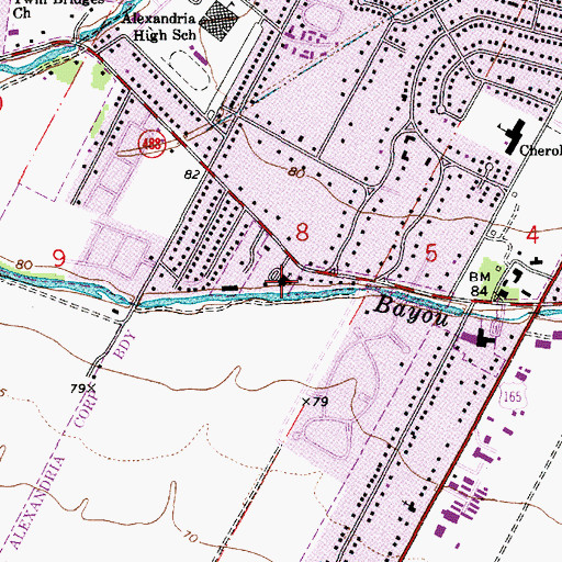 Topographic Map of Horeshoe Drive United Methodist Church, LA