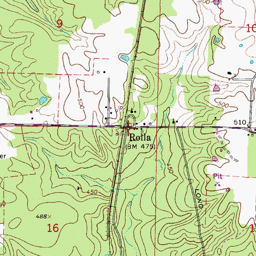 Topographic Map of Rolla, AR