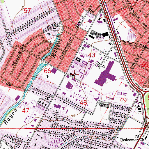 Topographic Map of Metro Shopping Plaza, LA