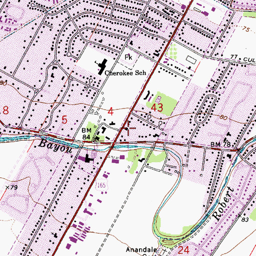 Topographic Map of Masonic Drive Shopping Center, LA