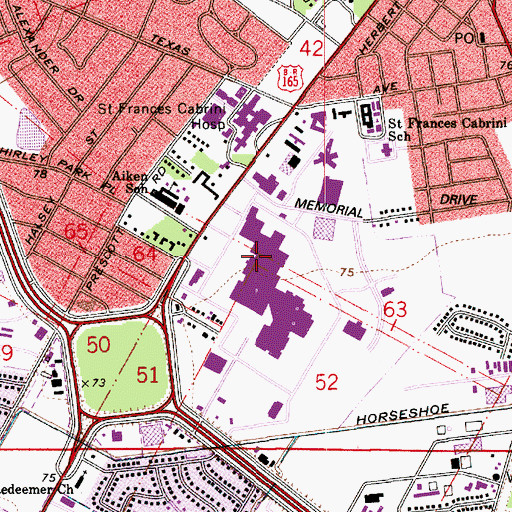 Topographic Map of Alexandria Mall Shopping Center, LA