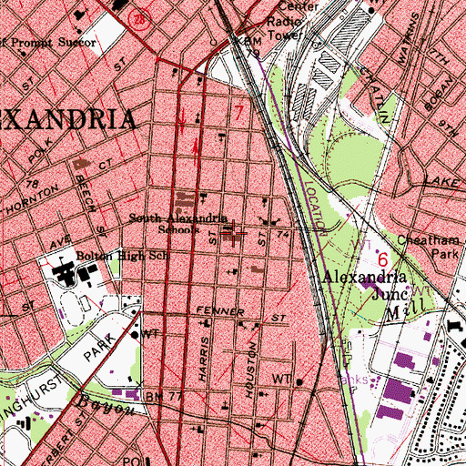 Topographic Map of Ewell S Aiken Optional School, LA