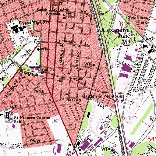 Topographic Map of Mount Beulah Baptist Church, LA