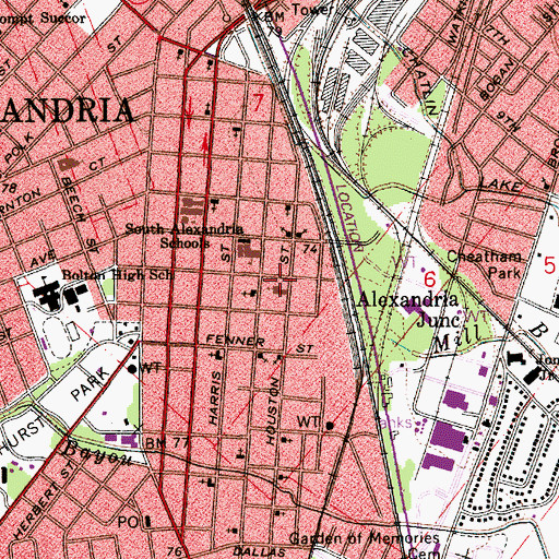 Topographic Map of Antioch Baptist Church, LA
