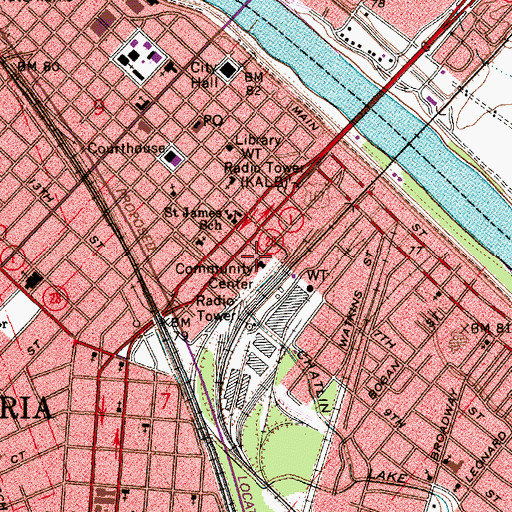 Topographic Map of Casson Street Community Center, LA