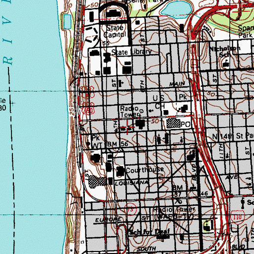 Topographic Map of Saint James Episcopal Day School, LA