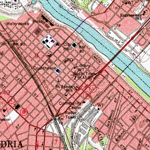 Topographic Map of Union Baptist Church, LA