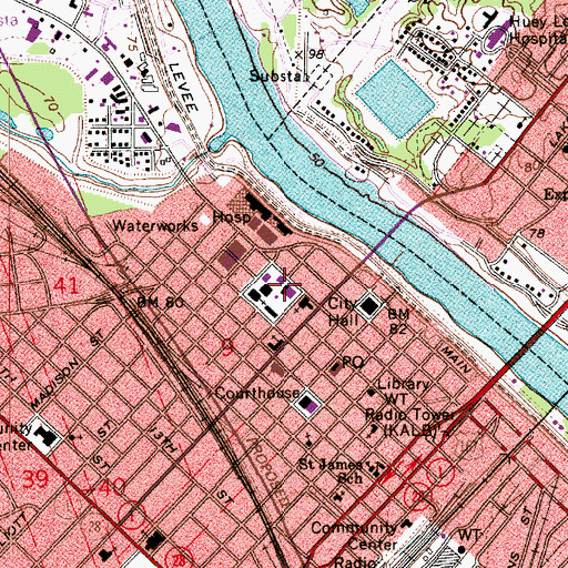 Topographic Map of Saint Francis Xavier Cathedral, LA