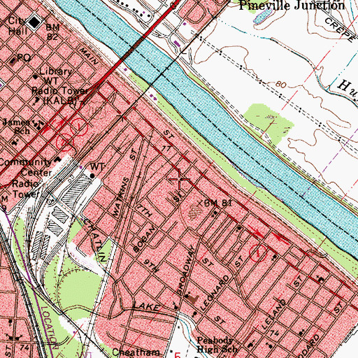 Topographic Map of Mount Triumph Baptist Church, LA