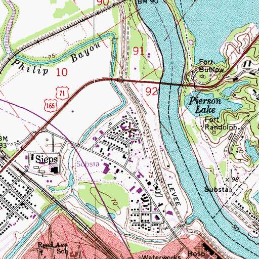 Topographic Map of Saint Mark Baptist Church, LA