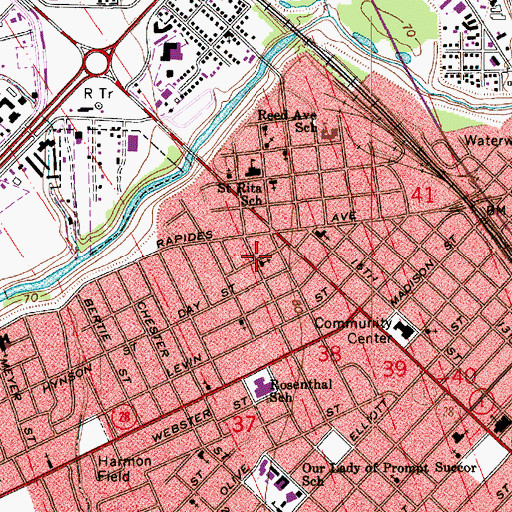 Topographic Map of Faith Baptist Church, LA
