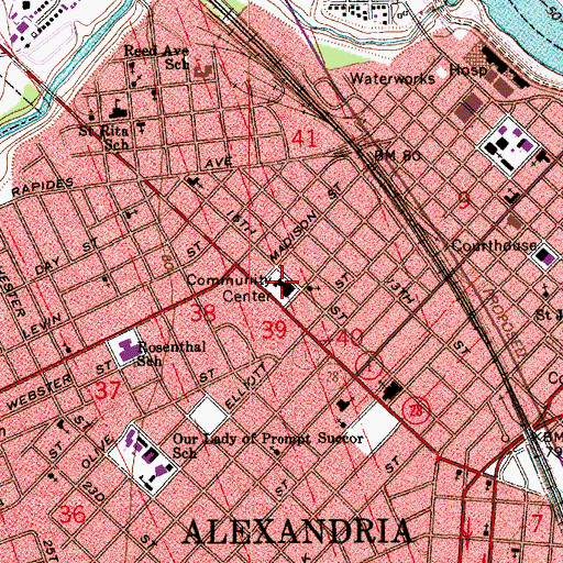 Topographic Map of Bolton Avenue Community Center, LA