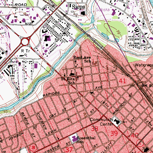 Topographic Map of Saint Ritas Catholic Church, LA