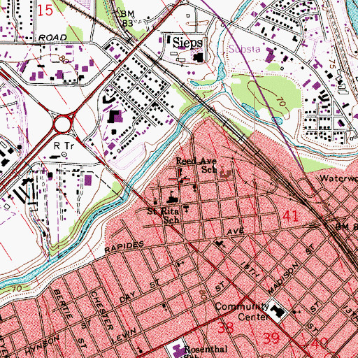 Topographic Map of First Saint Mark Baptist Church, LA