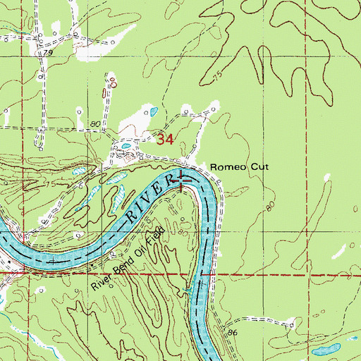 Topographic Map of Romeo Cut, AR