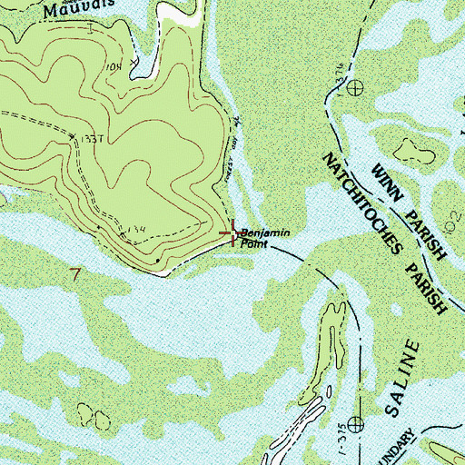 Topographic Map of Benjamin Point, LA
