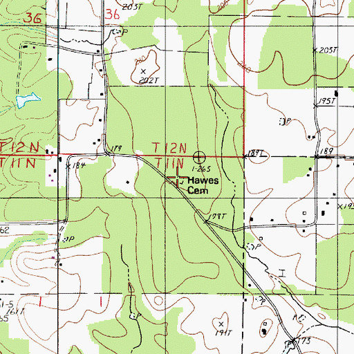 Topographic Map of Hawes Cemetery, LA